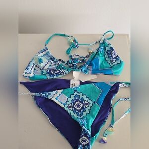H&M Blue and Teal Bikini Set